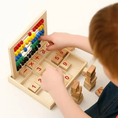 Ábaco Educativo Educativo Madeira Multicolorido Brinquedo 5 Hastes com Blocos Númericos Estudo Matemática Lúdico