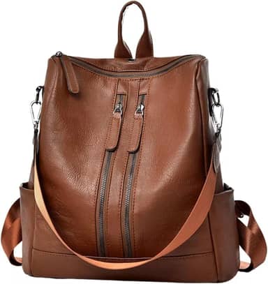 Mochila Feminina de Couro Sintético Casual Bolsa de Viagem