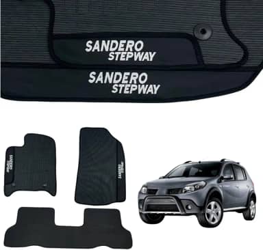 Jogo de Tapetes Automotivos Emborrachados Sandero Stepway 2008 2009 2010 2011 2012 2013 2014 2015 2016 2017 2018 2019 2020 2021 2022-03 peças
