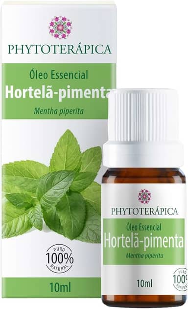 PHYTOTERAPICA- Óleo Essencial Hortelã Pimenta, Menta -Para Difusor, Massagem, Aromaterapia -Expande pensamentos, revigora mente, ajuda na concentração,eleva energia -100% Puro, Natural -Mentolado,10ml