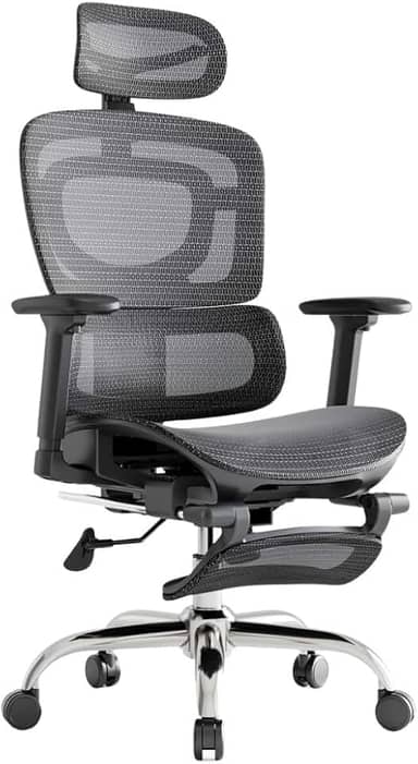 Cadeira De Escritório Ergonômica Mônaco Bt07 Luvinco Malha Respirável Com Suporte Lombar Adaptável Apoio Para Pés Retrátil Encosto Ajustável Seis Posições Suporta 200kg