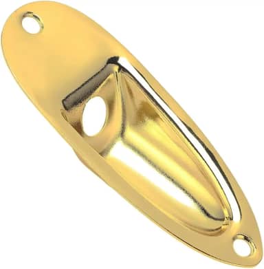 Jack Plate Metal Canoa Dourada Para Guitarra Strato