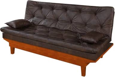 Sofa Cama Caribe em Courino Couro Sintetico Essencial Estofados (Marrom)