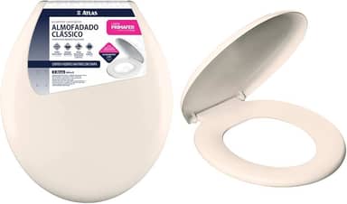 Atlas - Assento Sanitário Plástico Almofadado Clássico com Kit de Fixação, Cor Bege