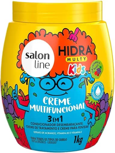 Salon Line, Creme Multifuncional 3 em 1, Hidra Multy Kids, Vegano - Para Todos os Tipos de Cabelos, 1Kg