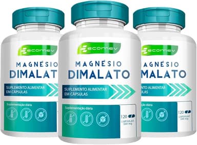 3Un Magnesio Dimalato 500mg 360Cáps 100% Puro alta Concentração Kit 6 Meses