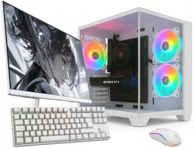 PC Gamer Completo Skill Apex Series, AMD Ryzen 5 5500, Radeon RX 580 8GB, 16GB DDR4, SSD 512GB M.2, Monitor LED 24' 180Hz, Branco SAS008