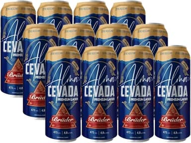 12un Cerveja Bruder Alma Cevada Zero Açucar Lata 473ml