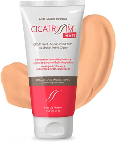 Cicatrissim Red Creme Para Estrias Vermelhas e Roxas - Suaviza Estrias, Uniformiza e Firma a Pele - Todos os Tipos de Pele - 150g