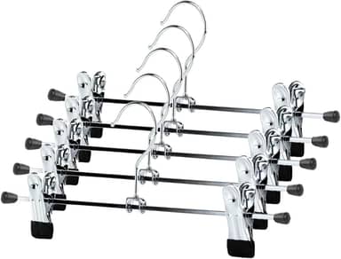 Kit 10 Cabides Presilha Metal Cromado Premium Saia Calça Bermuda Vestido Reforçado