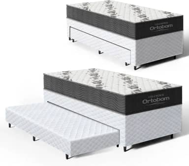 Cama Box com Colchao de Espuma D33 Ortobom Airtech 100 + Auxiliar de Espuma Unique Solteiro 88cm