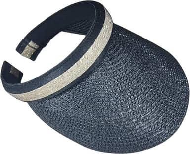 Viseira Feminina em Papiro Adulta Aberta Tiara com Tira Dourada Aba Larga 13,2cm Sem Amarração Estilo Praia Verão