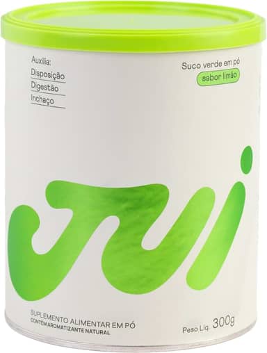 Jui Suco Verde em Pó Sabor Limão 30 Doses, Vegano, 100% Natural, Sem Lactose, Sem Glúten, Sem Açúcar, Para Inchaço e Saúde Intestinal