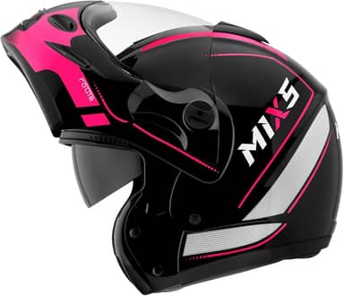 Capacete de Moto Mixs MX Captiva Route Brilhante Com Viseira Interna Solar Óculos de Sol Articulado Escamoteável Robocop Cinza Com Cinza