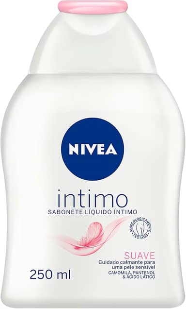 NIVEA Sabonete Líquido Íntimo Suave 250ml - Mantém o ph natural, com extrato de camomila, limpeza suave, sem corantes, testado dermatologicamente e ginecologicamente