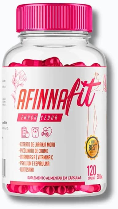 AfinnaFit Premium - Psyllium, Morosil Laranja Moro, Picolinato de Cromo, Spirulina, Quitosana e Vitaminas A & C - 120 Cápsulas 500mg