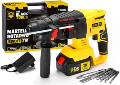 Martelete Rotativo Rompedor Furadeira De Impacto Brushless A Bateria 21v Com Ponteiras E Brocas Tch21b The Black Tools 110v/220v