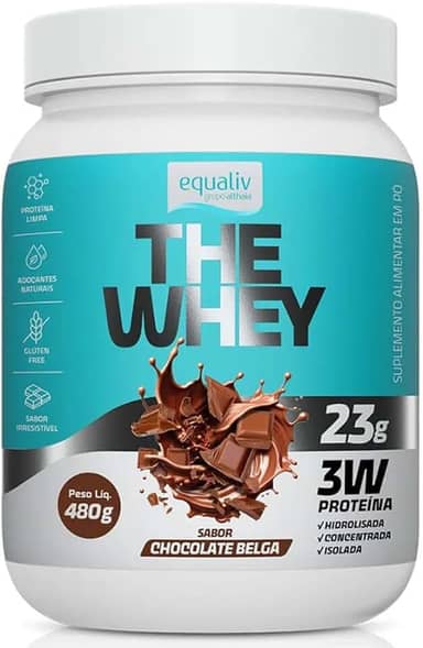 The Whey 3W, Proteína Hidrolisada, Isolada e Concentrada, Sabor Chocolate Belga, 480g -Equaliv