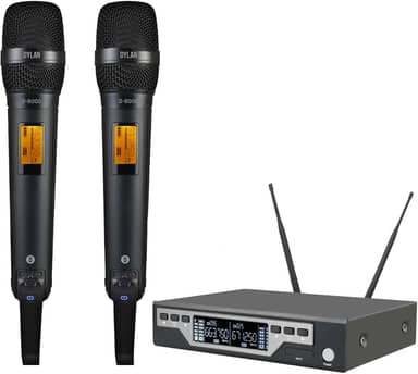 DYLAN Microfone Sem Fio D 8000S Mao Duplo Digital UHF Preto XLR