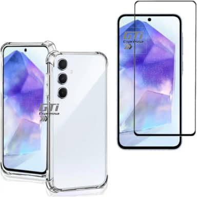Kit Capa Anti Impacto e Película De Vidro 3D 9D Compatível Com Samsung Galaxy A55