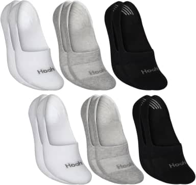Meias Sapatilhas Invisíveis, Kit com 6 Pares, Algodão Penteado, com Silicone no Calcanhar, Tamanhos 33-38 e 39-43