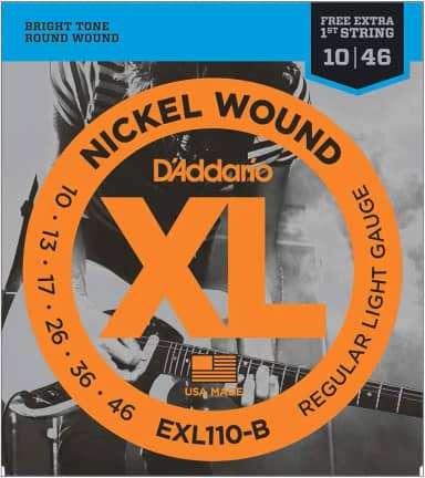 ENCORDOAMENTO PARA GUITARRA - EXL110-B 6 CORDAS REGULAR LIGHT .010-.046 - CORDA MI EXTRA - D'ADDARIO