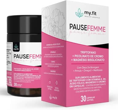 Pause Femme, Alivio Menopausa e Tpm - (Fórmula Completa com Óleo de Borragem, Metilfolato, Õmega 3, Magnésio) - Pote com 30 Cápsulas