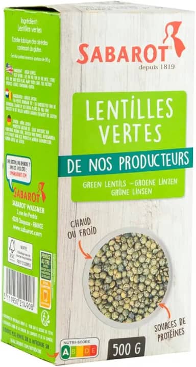 Lentilhas Verdes da França Sabarot 500g