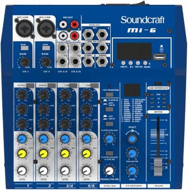 Mesa de Som Soundcraft MI-6 Analógico com 6 Canais