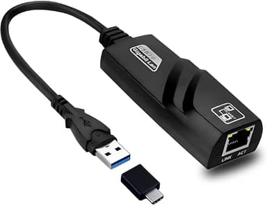 Adaptador de Rede USB 3.0 para RJ45 Gigabit 1000 Mbps com Chip Integrado – Placa de Rede Externa Plug & Play para Windows, Mac, Linux, Notebook e PC + Adaptador USB-C Incluso