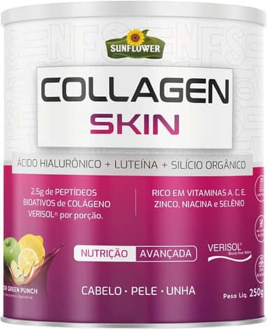 Colágeno Verisol Hidrolisado com Ácido Hialurônico + Luteína + Silício Orgânico - Collagen Skin Sunflower