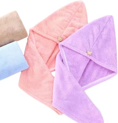 Kit 4 Touca Toalha Turbante De Secar Cabelo Rápido Pós Banho Anti Frizz Macia Sem Peso