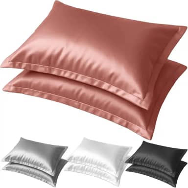 Kit 2 Fronha de Cetim Toque Suave Seda C/ 4 Abas 50x70cm Conforto Capa de Travesseiro Cabelo Antifrizz (Rosa Blush)