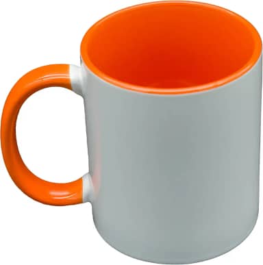 Canecas de sublimação 325 ml, interior laranja e alça - Xícaras de café premium para projetos de prensa térmica - Design versátil de caneca de café ideal para criações personalizadas, conjunto de 1