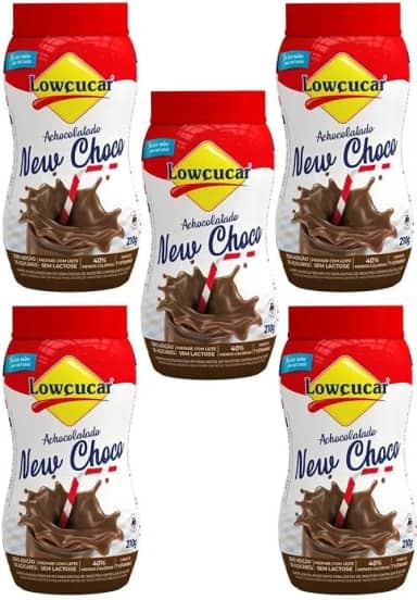 Kit 5x Achocolatado New Choco Zero Lactose Diet - Cada pote com 210g Lowçucar