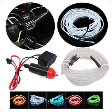 Fita Fio Luz Led Carro Interna 5m Automotiva Interior Neon Fibra Ótica Painel Tunning Decorativa (BRANCA)
