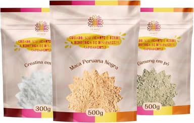 Kit Maca Peruana negra + Creatina + Ginseng| Energia e Performance Natural Ca.nuts | Força, Foco e Vitalidade Natural Ca.nuts (1 Kit (3 Pacotes))