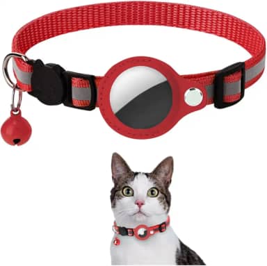 Coleira Anti Perda Pet De Nylon Com Detalhes Reflexivos E Sininho, Coleira Com Capa de Couro Compativel Com Rastreador Airtag, Ideal Animais Pequenos Gatos E Cães, Possui Fivela De