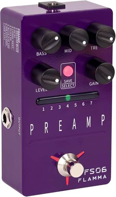 FLAMMA Pedal De Pré-Amplificador Digital Fs06 Com Efeitos Guitarra E Simulação Gabinete Integrado, 7 Modelos Presets Salváveis