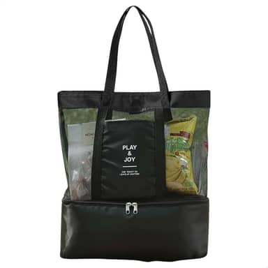 Bolsa de Praia Telada com Compartimento Térmico (Preto)