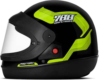 CAPACETE FECHADO PRO TORK SPORT MOTO 788 PRETO - AMARELO TAM. 58