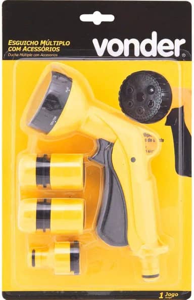 Vonder, Esguicho Plástico Para Jardim, 6 Funções, Com Acessórios, Engate 1/2".