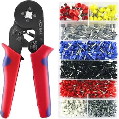 Alicate Crimpar Kit 1200 Peças Ferrules Terminais Fio 0.5-10 mm² Prensa Crimpador Ferramenta Profissional Reparo Elétrico Prático Catraca Ajustável Cabo Ergonômico Revestimento Antiderrapante CLAYMORE