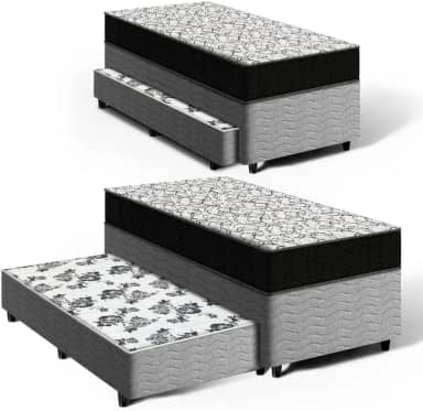 Cama Box Solteiro + Colchão de Espuma D45 Ortobom Airtech 150 + Auxiliar de Espuma Unique