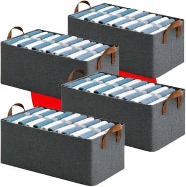 Kit 4 Caixas Organizadoras Multiuso 25L Dobráveis com Alça Reforçada | Cestos Impermeáveis e Laváveis para Guarda-Roupa, Cozinha e Banheiro – Organização Premium e Durável