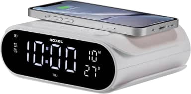 Carregador Sem Fio de Indução Super Rápido (5W / 10W / 15W) com Despertador de Cabeceira, para iPhone e Samsung, Carregador USB, Lâmpada Noturna Tela LED Regulável - Premum ABL.Store (Branco)