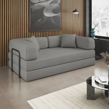 Sofá Cama Colchão Casal Compactair Confortável Sala Balaqui Cor:cinza Claro