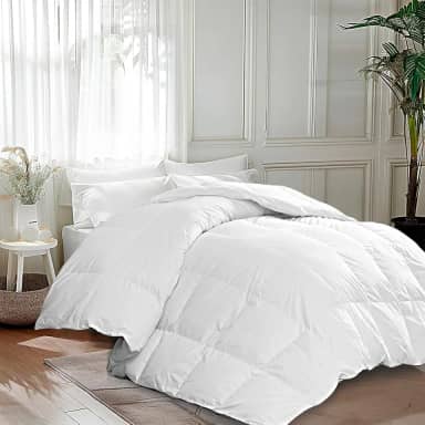 MARTHA STEWART Edredom Queen Queen de fibra de pena de ganso com enchimento de penas de penas, edredom hipoalergênico coleção de hotel 1,417 g, calor leve 224 x 234 cm, branco