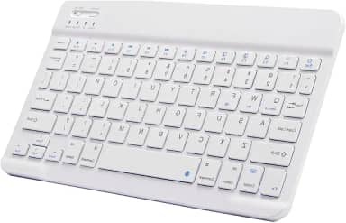 SilentKeys Pro™ Mini Teclado Bluetooth 10” Ultrafino – Sem Fio, Portátil, Silencioso e Recarregável p/Tablets, Smartphones, Notbooks, PCs, Smart TVs (branco)