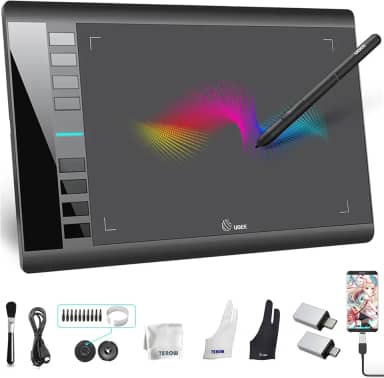 Tablet de desenho gráfico UGEE M708 V2, para Android e Windows, 25 x 15 cm, ultrafino, grande, para desenho gráfico, bloco de arte com 8 teclas de atalho, caneta sem bateria com 8.192 níveis para